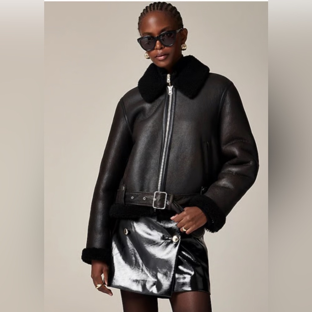 J.Crew Collection Shearling Leather Jacket sz XS